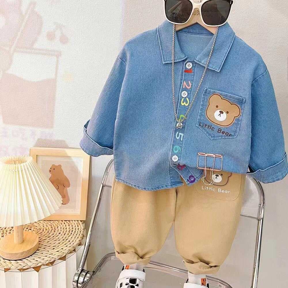 Kids Full Sleeves Two Piece Sweatshirt With Jeans