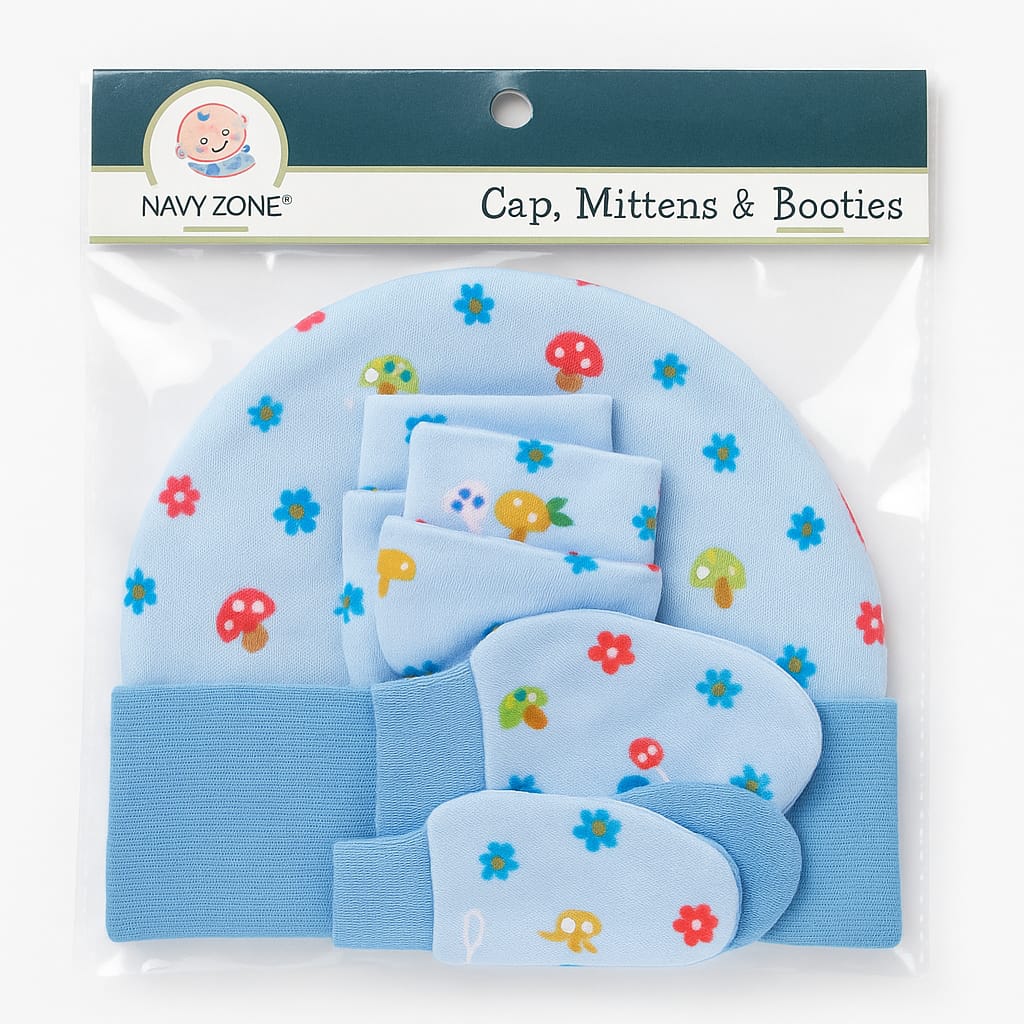 Baby 100% Cotton Knit Cap Mittens & Booties
