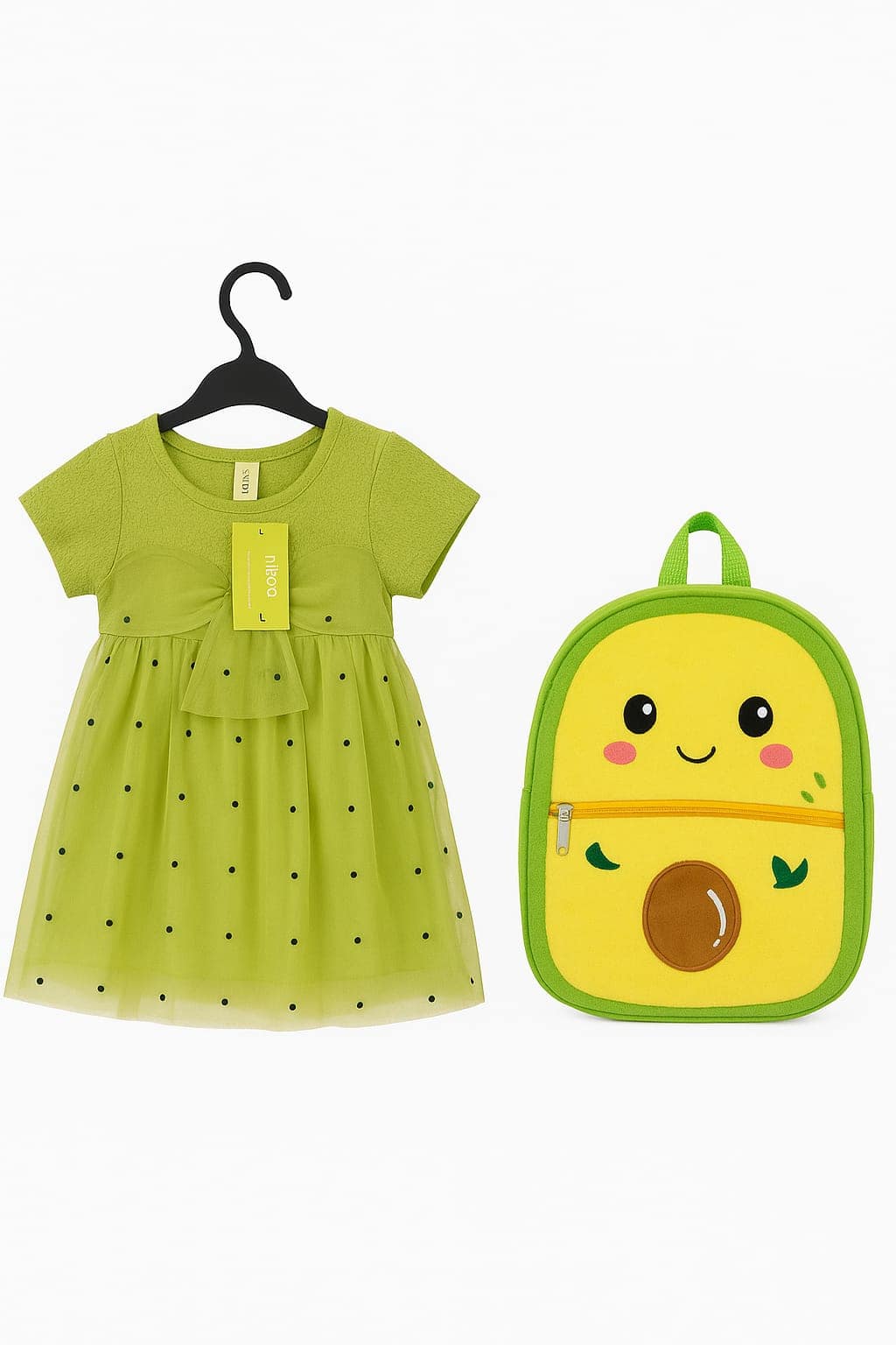 Baby 2 pc Giftset Frock With Teddy Bag - Image 2