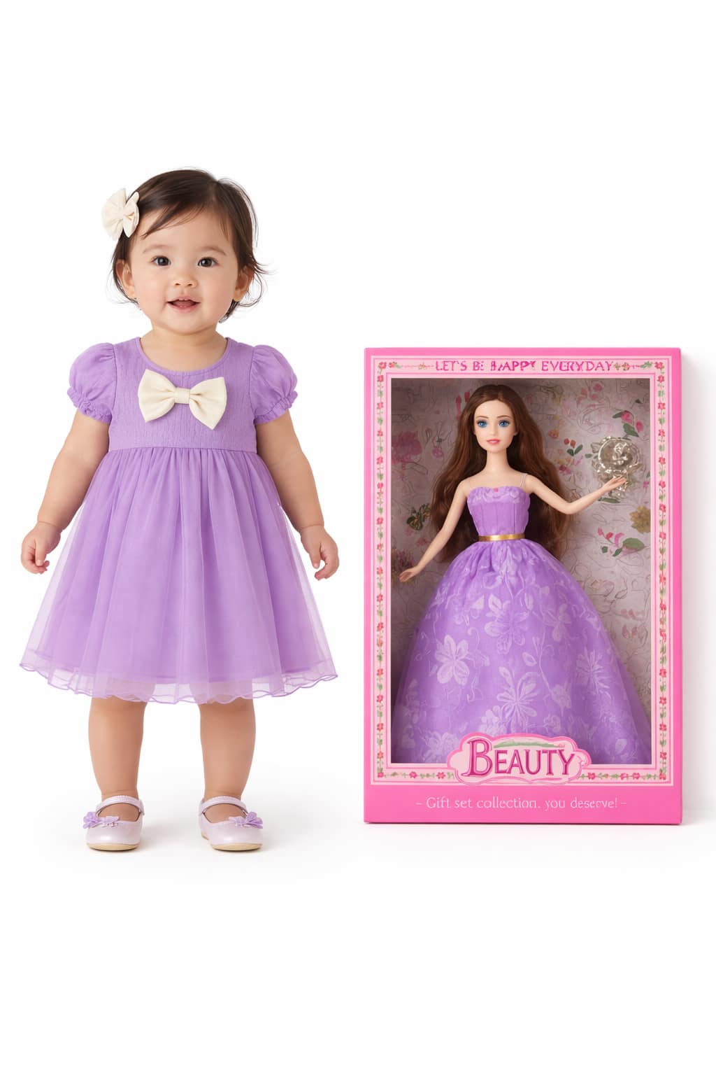 Giftset Imported Baby Frock With Barbie Doll
