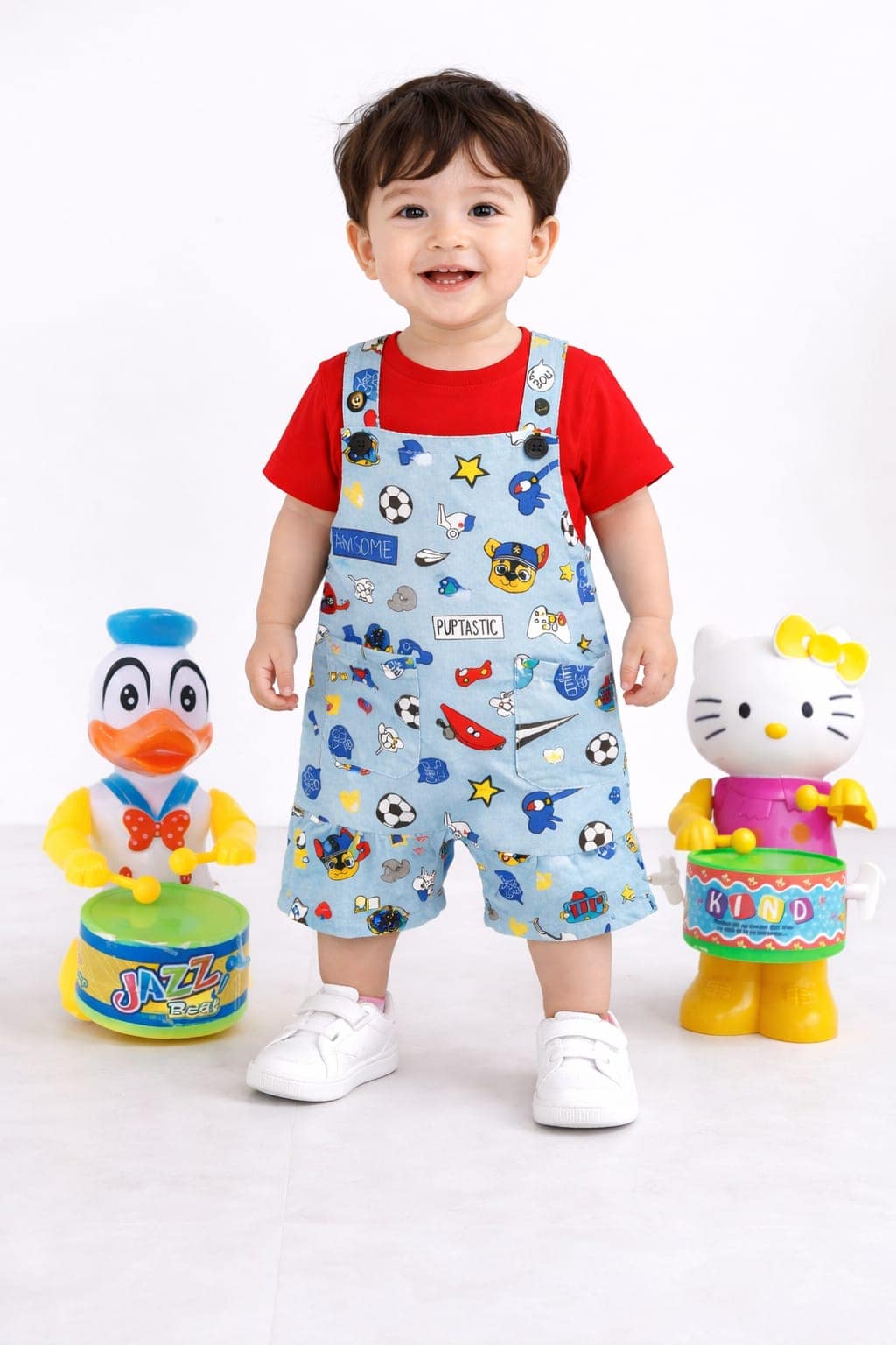 SoftBaby Giftset Dungarees & Key Operated Drummer