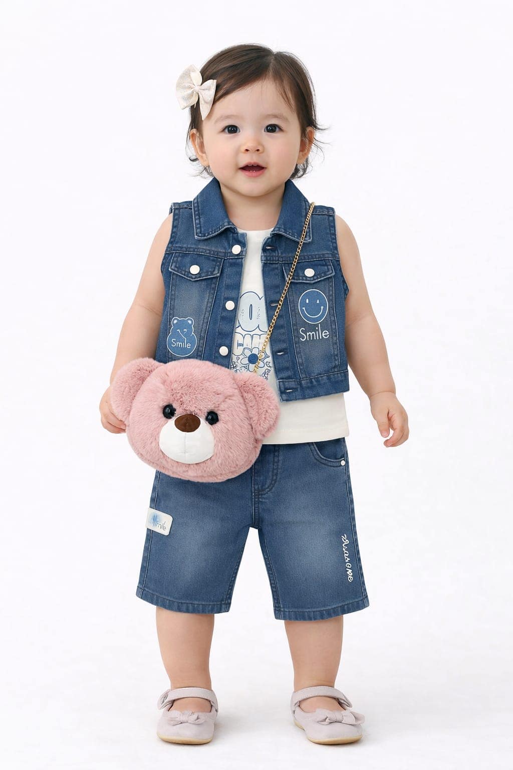 Jeans Jacket, Pant With Tshirt & Teddy Bag