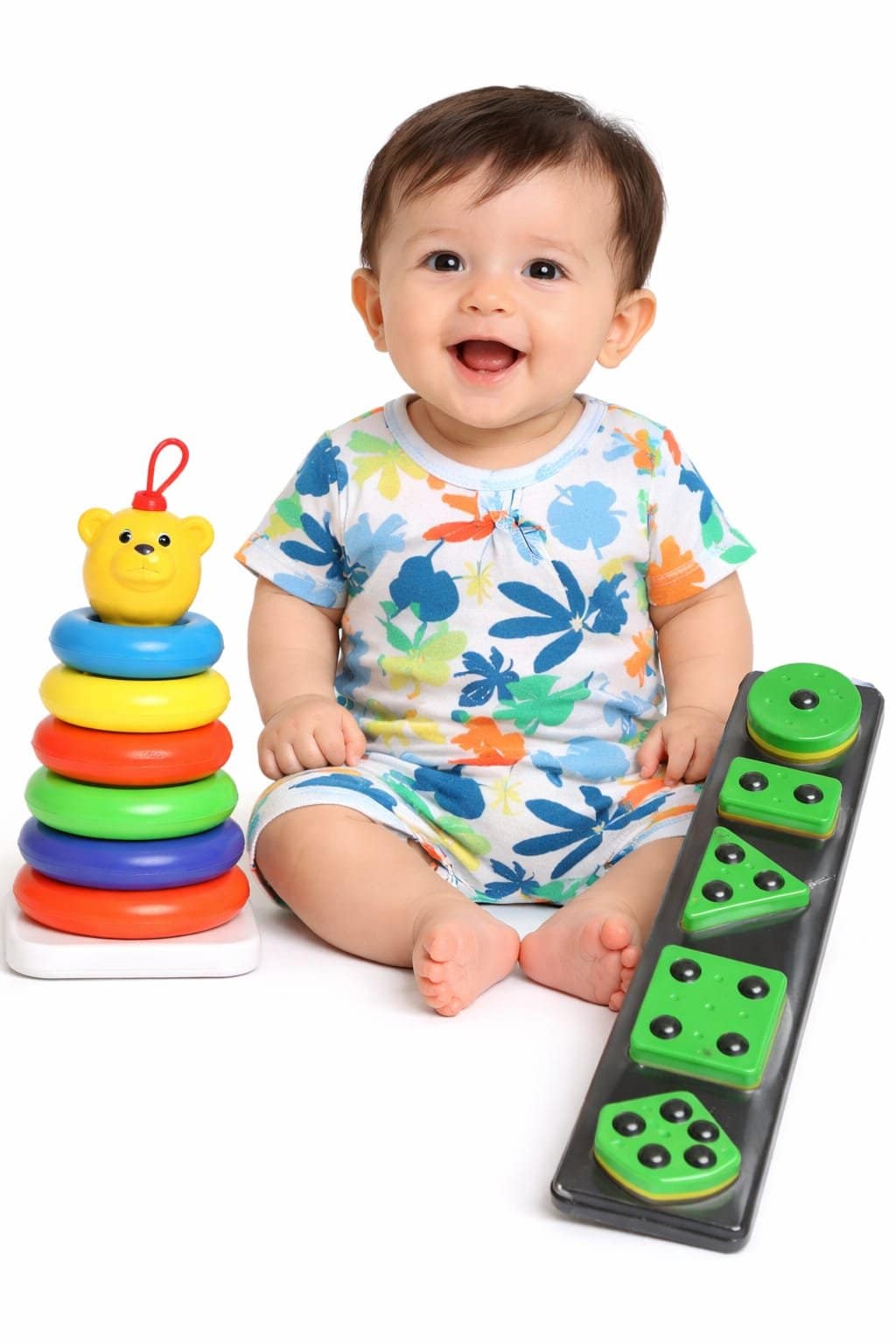 Giftset Half Roamper, Teddy Ring, Learning Puzzle (3-6M)