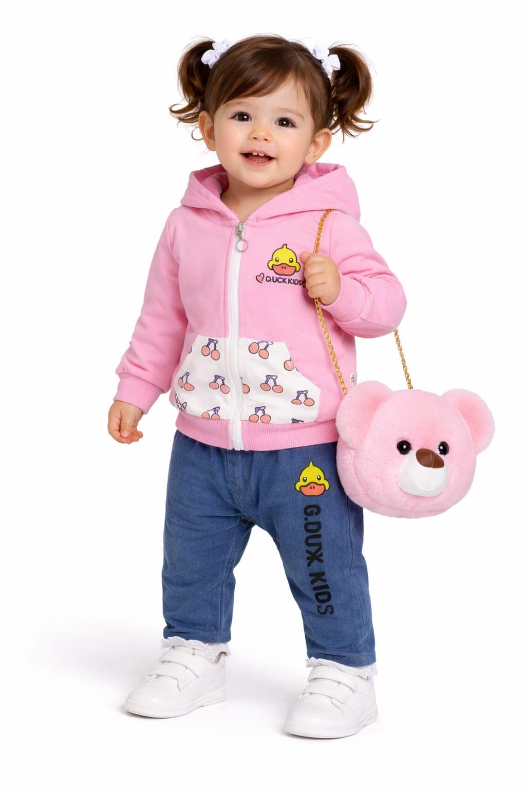 Hoodie With Jeans & Teddy Hand Bag