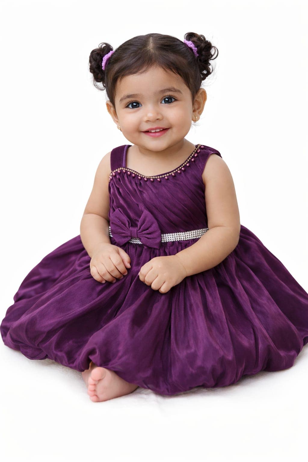 Baby 2 pc Giftset Partywear Frock With Pink Hand Bag - Image 3