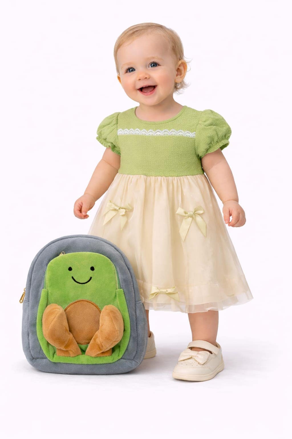 Baby 2pc Giftset Party Wear Frock With Teddy School Bag