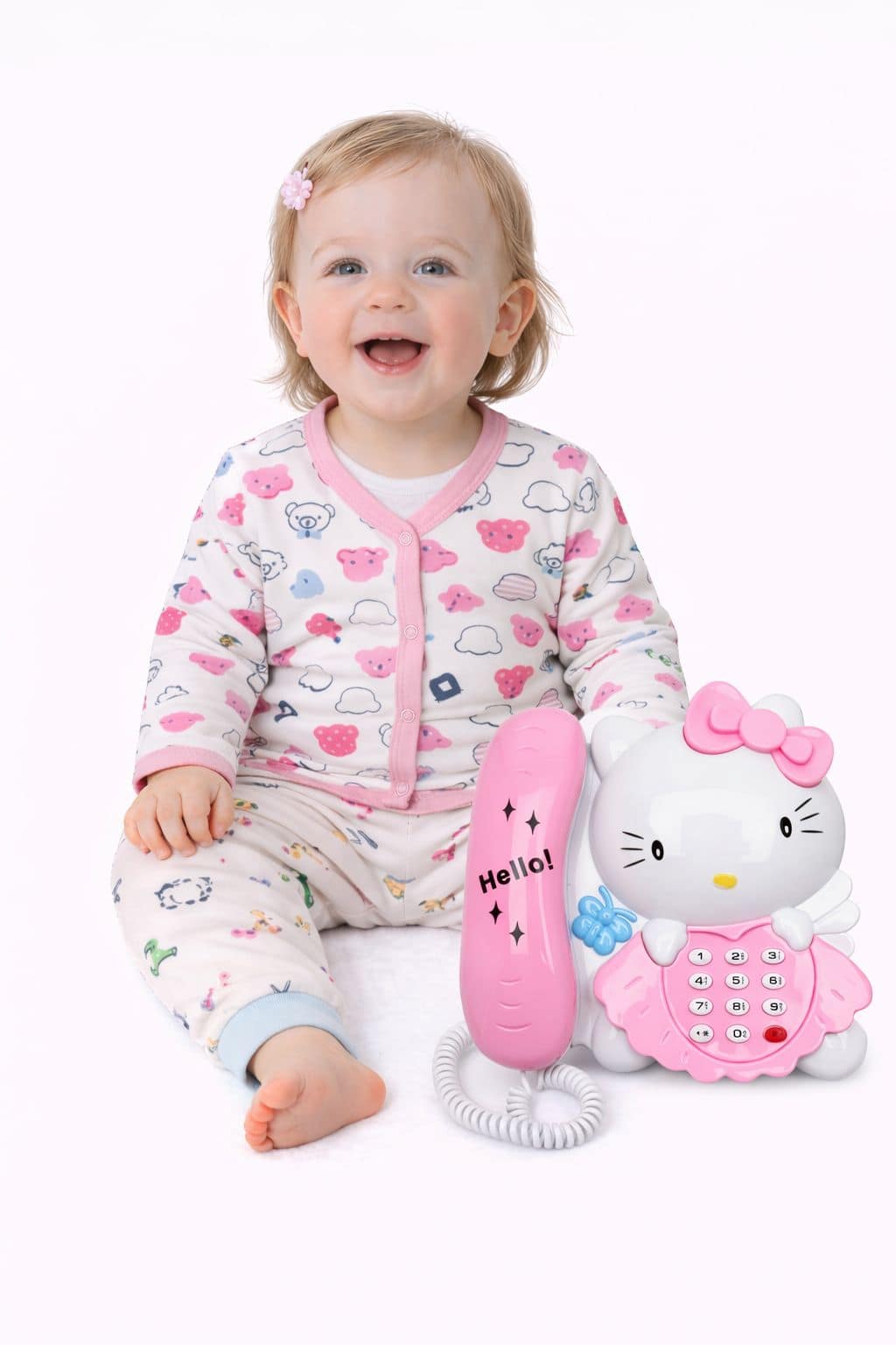 Giftset Vest With Long Pant & Kitty Musical Telephone