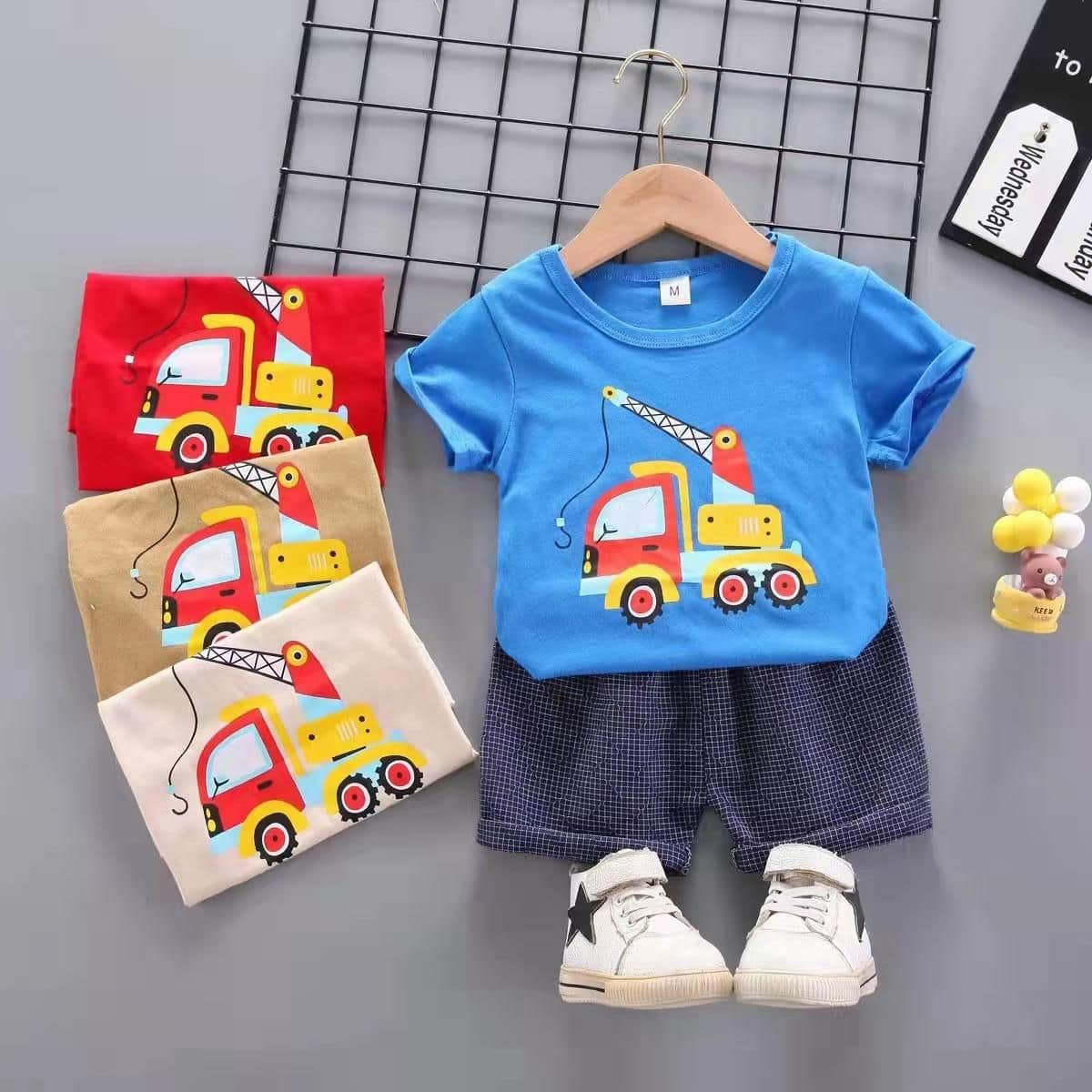 Kids Unisex Half Sleeves Two Piece Set
