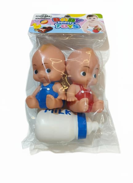 Giftset Baby Dungarees Yellow With Sound Toys & Milk Bottle - Image 2