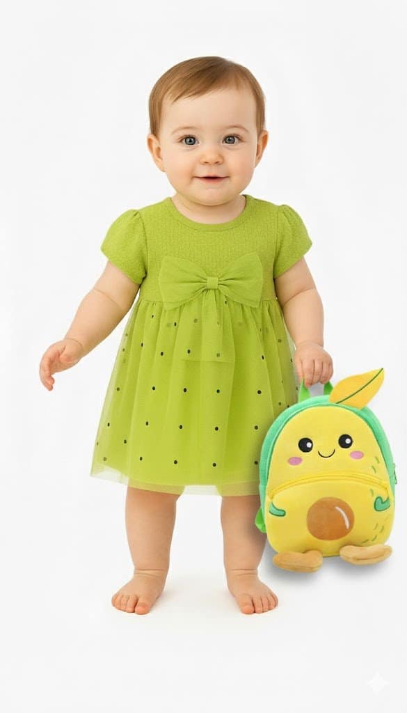 Baby 2 pc Giftset Frock With Teddy Bag