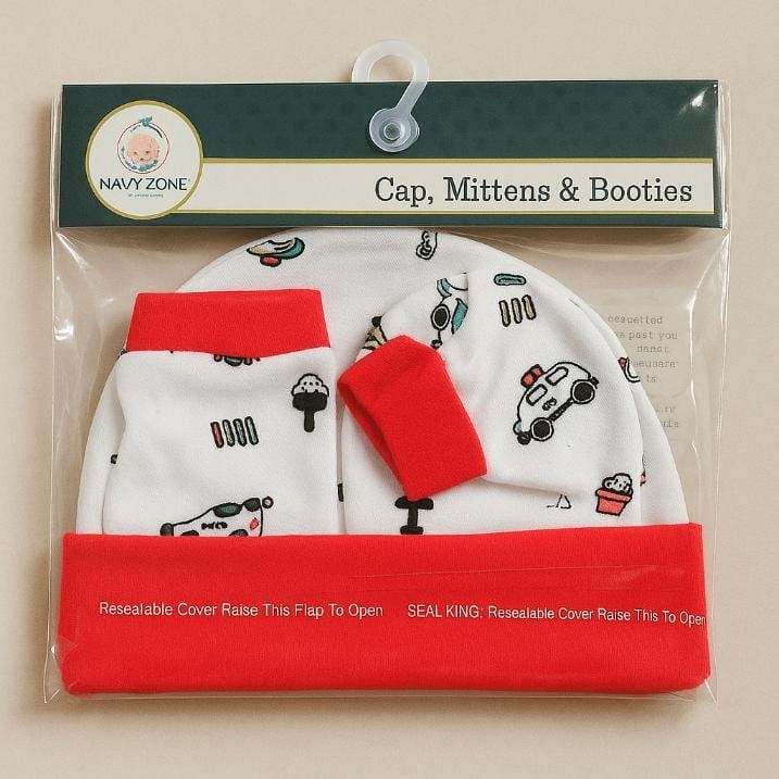 Baby 100% Cotton Knit Cap Mittens & Booties