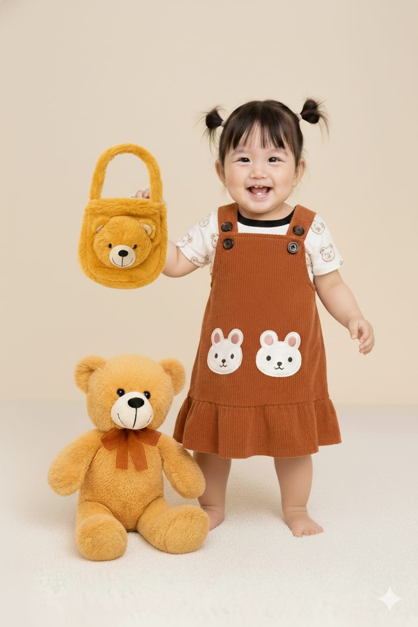 Baby 3 pc Giftset With Teddy Bag & Teddy Bear